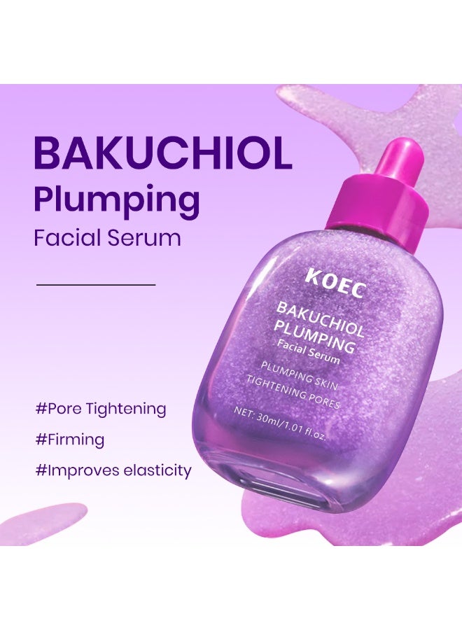 KOEC Bakuchiol Plumping Face Serum - Retinol Natural Alternative for Sensitive Skin, with Niacinamide & Hyaluronic Acid, Pore & Wrinkle Korean Skin Care (1.01oz / 30ml) - Image 2
